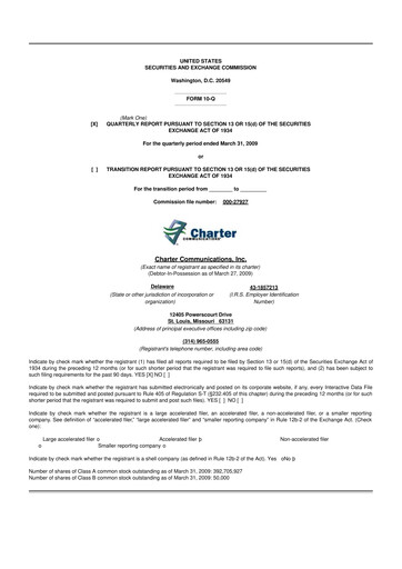 Thumbnail Charter Communications 10-Q Quarterly Report FY 