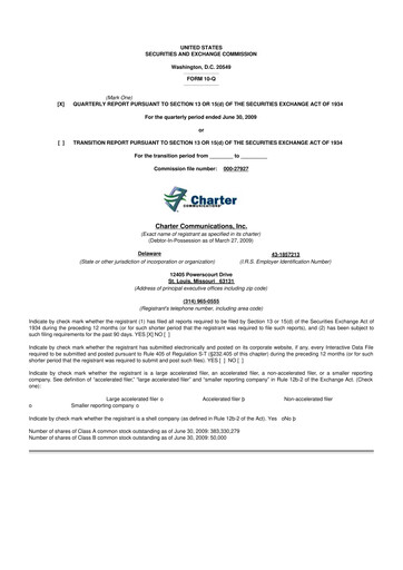 Thumbnail Charter Communications 10-Q Quarterly Report FY 