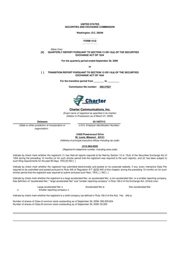 Thumbnail Charter Communications 10-Q Quarterly Report FY 