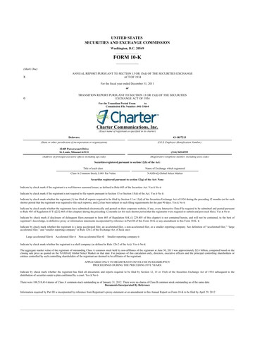 Thumbnail Charter Communications 10-K Annual Report 2011