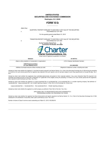 Thumbnail Charter Communications 10-Q Quarterly Report FY2012 