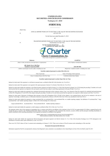 Thumbnail Charter Communications 10-K Annual Report 2012