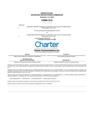 Thumbnail Charter Communications 10-Q Quarterly Report FY2015 