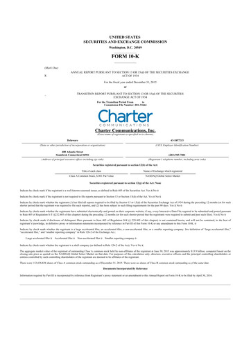 Thumbnail Charter Communications 10-K Annual Report 2015