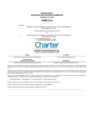 Thumbnail Charter Communications 10-Q Quarterly Report FY2016 