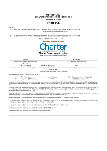 Thumbnail Charter Communications 10-Q Quarterly Report FY2019 