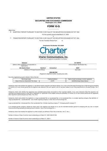 Thumbnail Charter Communications 10-Q Quarterly Report FY2020 