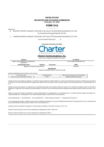 Thumbnail Charter Communications 10-Q Quarterly Report FY2021 