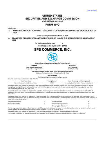 Thumbnail SPS Commerce
 10-Q Quarterly Report FY 