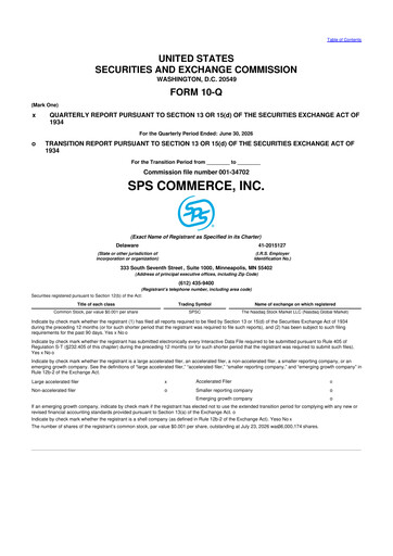 Miniature SPS Commerce
 10-Q Rapport trimestriel 2026 