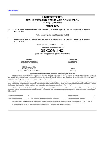 Miniature DexCom 10-Q Rapport trimestriel 2013 
