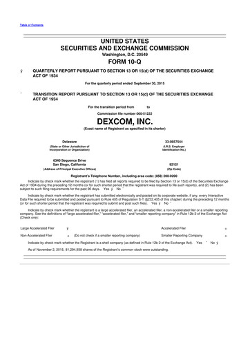 Miniature DexCom 10-Q Rapport trimestriel 2015 