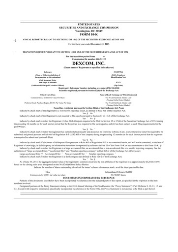 Thumbnail DexCom 10-K Annual Report 2015