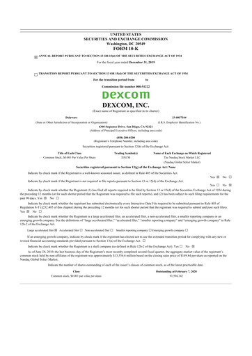 Thumbnail DexCom 10-K Annual Report 2019