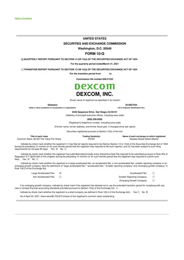 Miniature DexCom 10-Q Rapport trimestriel 2021 