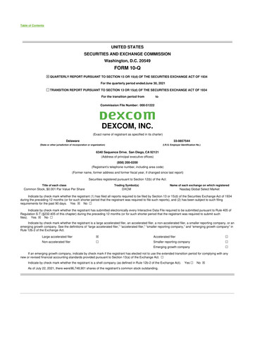 Miniature DexCom 10-Q Rapport trimestriel 2021 