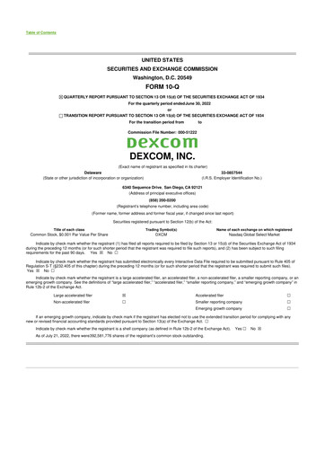 Miniature DexCom 10-Q Rapport trimestriel 2022 