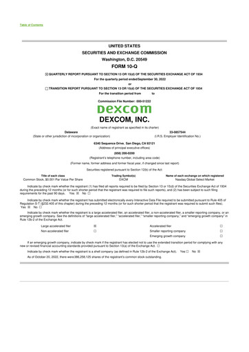Miniature DexCom 10-Q Rapport trimestriel 2022 