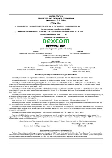 Thumbnail DexCom 10-K Annual Report 2022