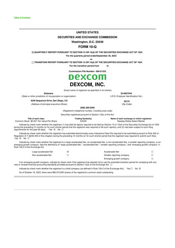 Miniature DexCom 10-Q Rapport trimestriel 2023 