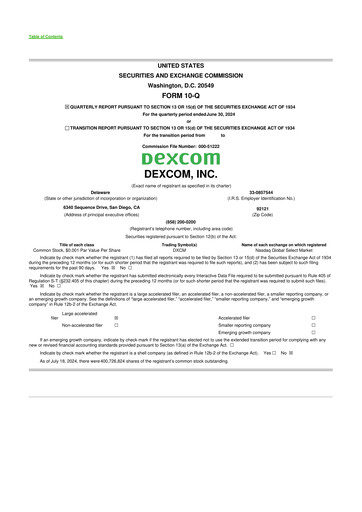 Miniature DexCom 10-Q Rapport trimestriel 2024 