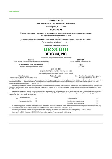 Miniature DexCom 10-Q Rapport trimestriel 2025 