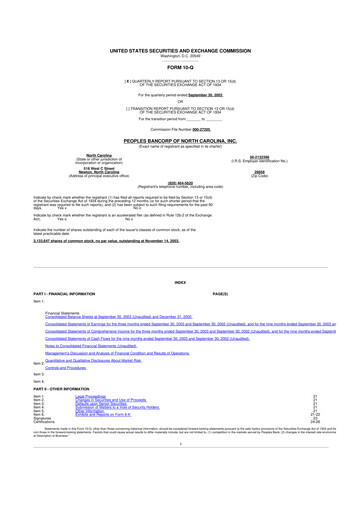 Vorschaubild Peoples Bancorp of North Carolina 10-Q Quartalsbericht  