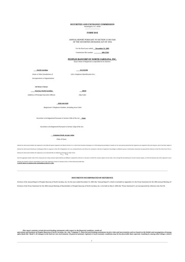 Thumbnail Peoples Bancorp of North Carolina 10-K Annual Report 
