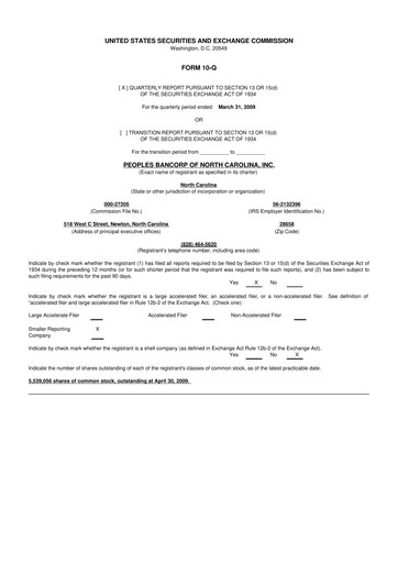 Vorschaubild Peoples Bancorp of North Carolina 10-Q Quartalsbericht  