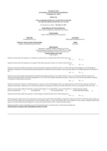 Thumbnail Peoples Bancorp of North Carolina 10-K Annual Report 2011