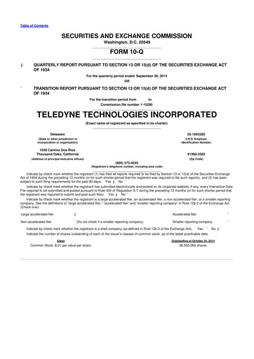 Thumbnail Teledyne Technologies 10-Q Quarterly Report FY2014 