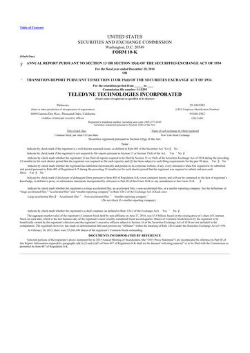 Thumbnail Teledyne Technologies 10-K Annual Report 2014