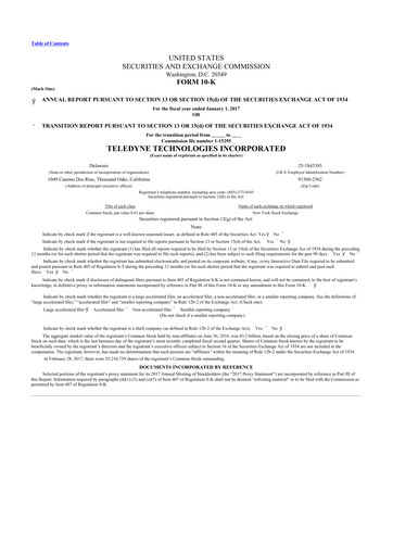 Thumbnail Teledyne Technologies 10-K Annual Report 2016