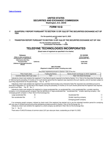 Thumbnail Teledyne Technologies 10-Q Quarterly Report FY2023 