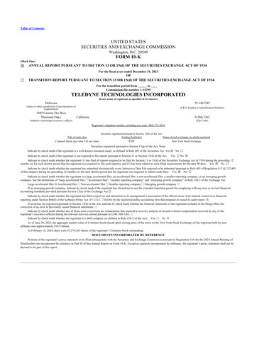 Thumbnail Teledyne Technologies 10-K Annual Report 2023