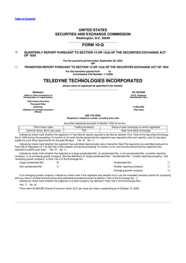 Thumbnail Teledyne Technologies 10-Q Quarterly Report FY2025 