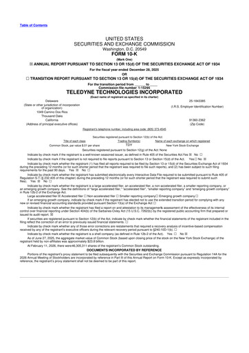 Thumbnail Teledyne Technologies 10-K Annual Report 2025