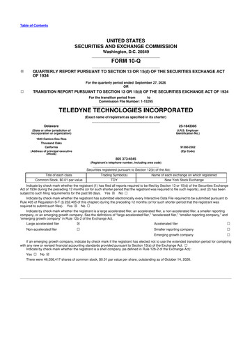 Thumbnail Teledyne Technologies 10-Q Quarterly Report FY2026 Q3