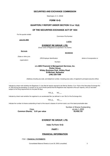 Vorschaubild Everest Group 10-Q Quartalsbericht  