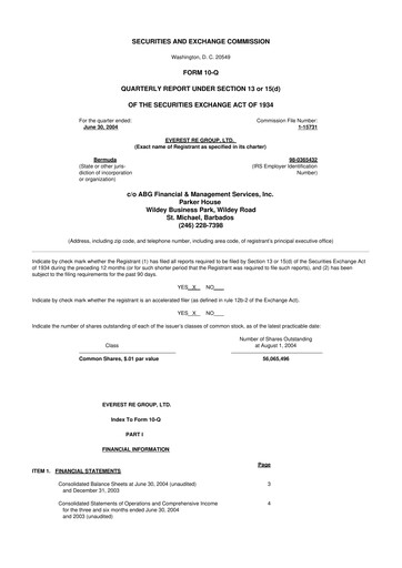 Vorschaubild Everest Group 10-Q Quartalsbericht  