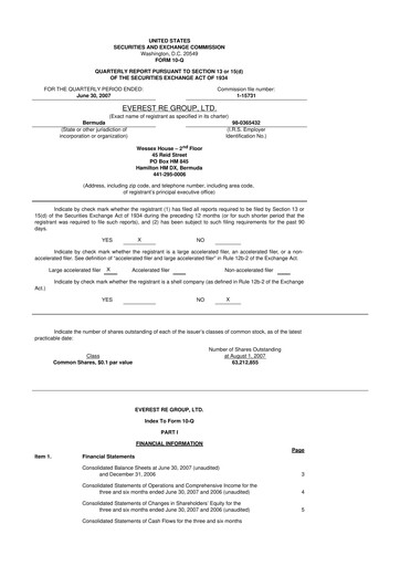 Thumbnail Everest Group 10-Q Quarterly Report FY 