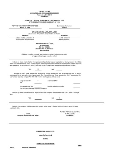 Thumbnail Everest Group 10-Q Quarterly Report FY 
