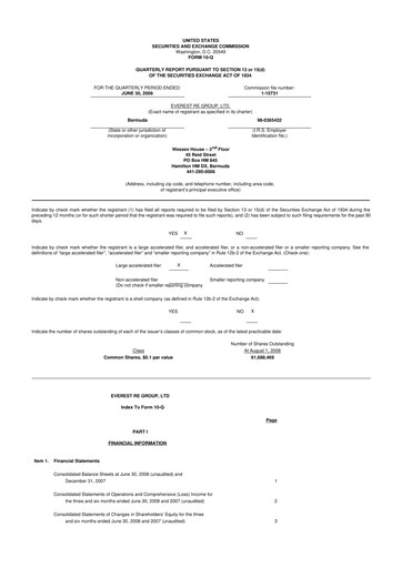 Thumbnail Everest Group 10-Q Quarterly Report FY 
