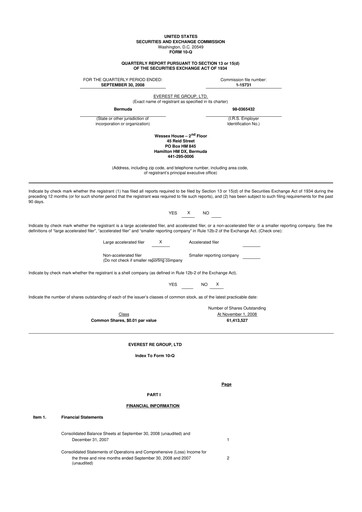 Thumbnail Everest Group 10-Q Quarterly Report FY 