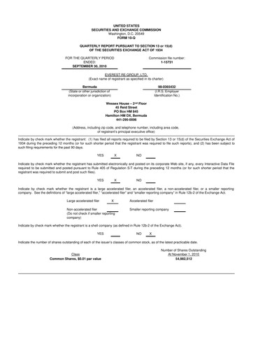 Thumbnail Everest Group 10-Q Quarterly Report FY 