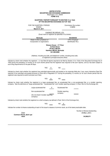 Thumbnail Everest Group 10-Q Quarterly Report FY 