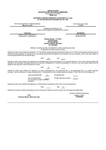 Thumbnail Everest Group 10-Q Quarterly Report FY 