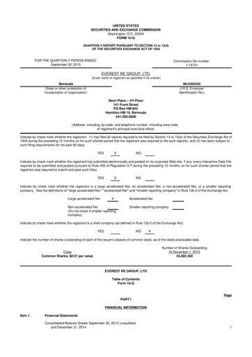 Thumbnail Everest Group 10-Q Quarterly Report FY 