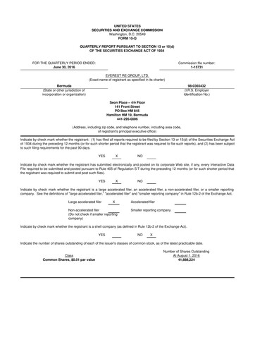 Thumbnail Everest Group 10-Q Quarterly Report FY 
