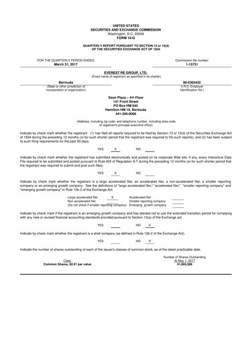 Thumbnail Everest Group 10-Q Quarterly Report FY 
